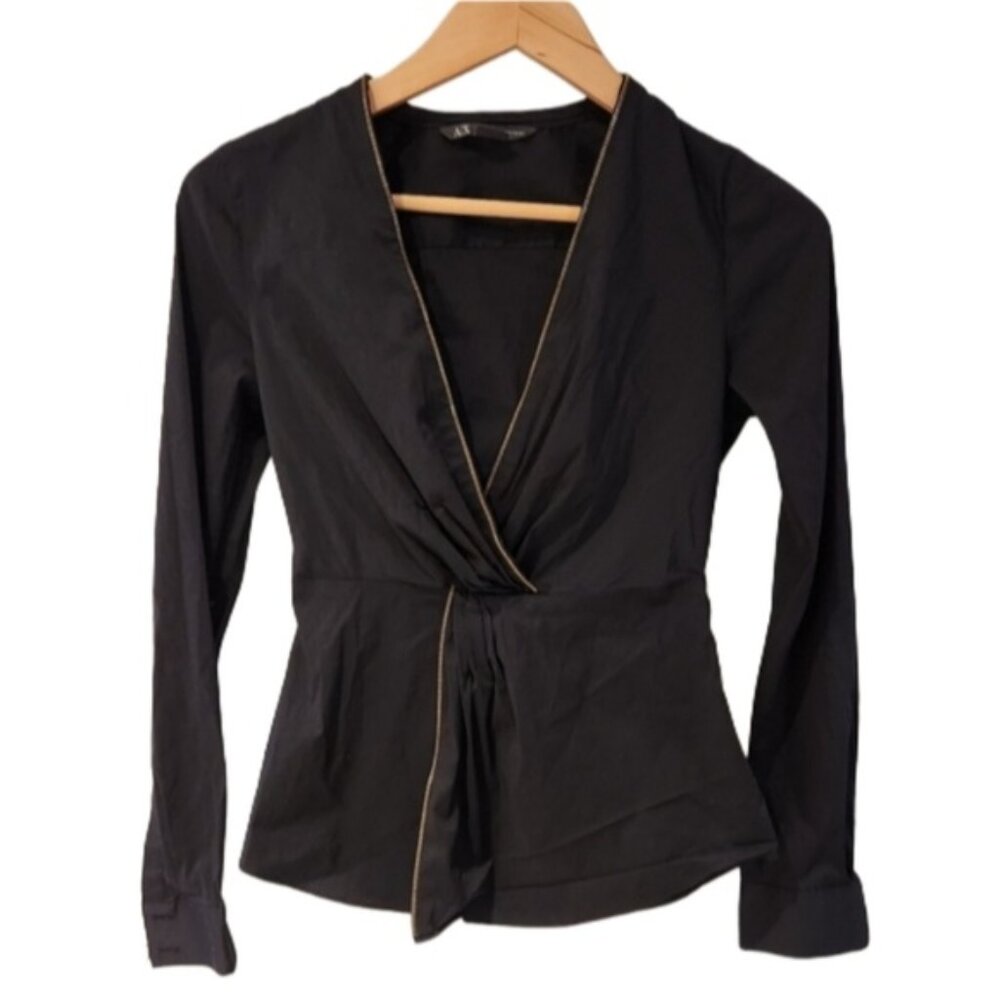 Armani Exchange Sm‎ Black Zipper Long Sleeve Top
